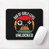Funny New Dad Shirt Dad Of Girls Level Unlocked Te Mousepad (Mit Mouse)