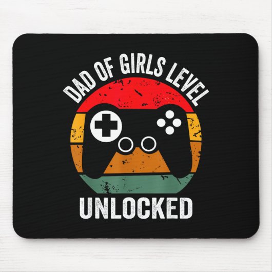 Funny New Dad Shirt Dad Of Girls Level Unlocked Te Mousepad (Vorne)