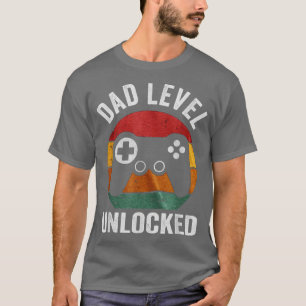 Funny New Dad Shirt Vater Level Unlock Day T-Shirt