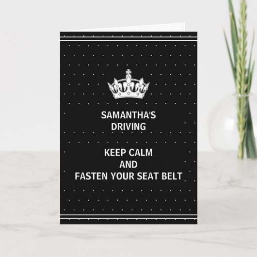 Funny New Driver Black Congratulation Card Karte (Vorderseite)