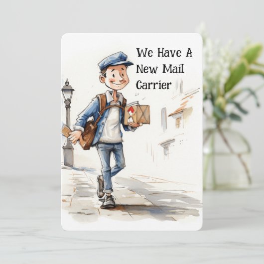 Funny New Mail Carrier Moving Announcement Card (Stehend Vorderseite)