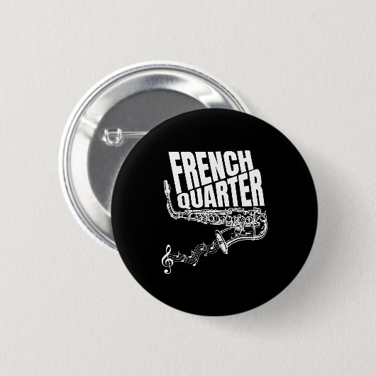 Funny New Orleans Mardi Gras Jazz Saxophone  Button (Vorne & Hinten)