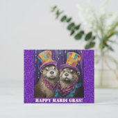 Funny New Orleans Mardi Gras Otter Postkarte (Stehend Vorderseite)