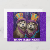 Funny New Orleans Mardi Gras Otter Postkarte (Vorne/Hinten)