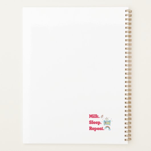 Funny New Parent Gift - "Milk. Sleep. Repeat." Per Planer (Rückseite)
