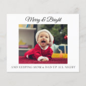 Funny New Parters Baby Foto Weihnachtskarte (Vorderseite)