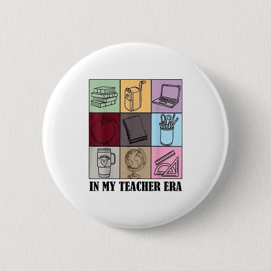 Funny New Teacher Quote In My Teacher Era Cool Tea Button (Vorderseite)