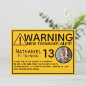 Funny New teenager 13th Birthday Invitation Einladung (Stehend Vorderseite)