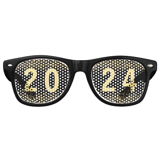 Funny New Year 2019 Black and Gold Partybrille (Vorderseite)
