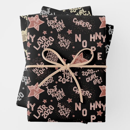 Funny New Year 2021 Metallic Balloons Bye 2020 Geschenkpapier Set (Beispiel)