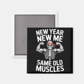 Funny New Year Gym Skeleton Resolution Workout Hum Magnet (Vorderseite/Rückseite)