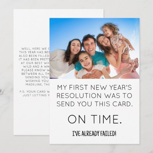 Funny New Year Resolution Happy New Year Card Feiertagskarte (Vorne/Hinten)