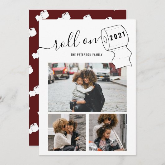 Funny New Year Rolle auf Toilettenpapier 3 Foto ro Karte (Vorne/Hinten)