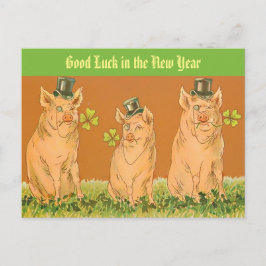 Funny New Year Schweine "Viel Glück in the New Yea Postkarte