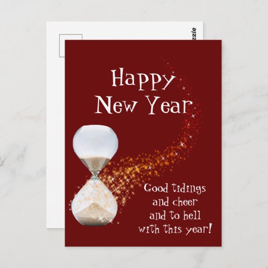 Funny New Years 2021 Zitat Stundenglas Postkarte (Vorne/Hinten)