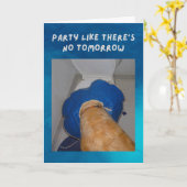 Funny New Years Card, Hund mit Kopf in der Toilett Karte (Gelbe Blume)