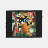 Funny New Years Eve 2024 Bigfoot And Fireworks Hum Fleecedecke (Vorderseite (Horizontal))