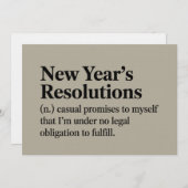 Funny New Year's Resolutions Sarcastic New Year Einladung (Vorne/Hinten)