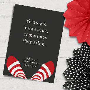 Funny New Years Socks Red Black Feiertagskarte