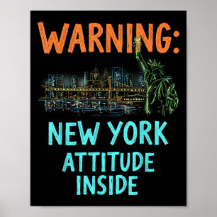 Funny New York City Night Skyline Vintag Poster