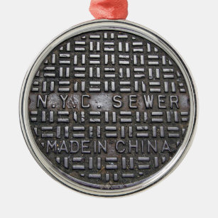 Funny New York City Sewer Humors Novelty Foto Ornament Aus Metall