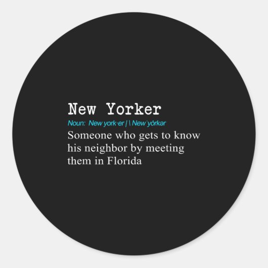 Funny New Yorker Dictionary Definition Gif  Runder Aufkleber (Vorderseite)