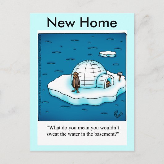 Funny New Zuhause Postcard Ankündigungspostkarte (Vorderseite)