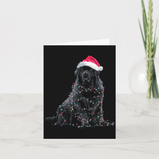 Funny Newfoundland Christmas Graphic Dog Lights Lo Karte (Vorderseite)