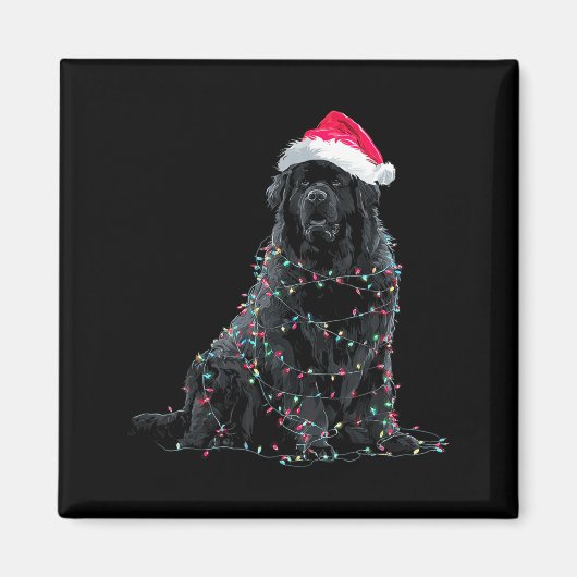 Funny Newfoundland Christmas Graphic Dog Lights Lo Magnet (Vorne)
