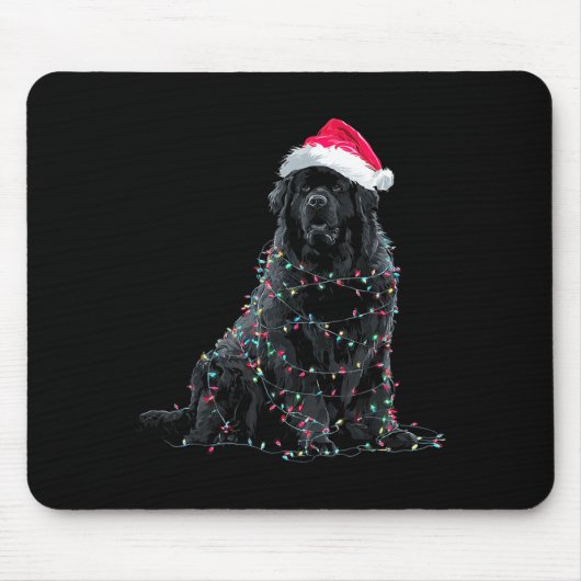 Funny Newfoundland Christmas Graphic Dog Lights Lo Mousepad (Vorne)