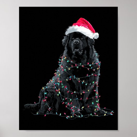 Funny Newfoundland Christmas Graphic Dog Lights Lo Poster (Vorne)