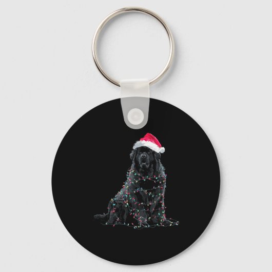 Funny Newfoundland Christmas Graphic Dog Lights Lo Schlüsselanhänger (Vorderseite)