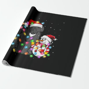 Funny Newfundland Dog Christmas Snowman Light Geschenkpapier