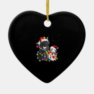 Funny Newfundland Dog | Christmas Snowman Light Keramik Ornament