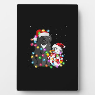 Funny Newfundland Dog Christmas T-Shirt Snowman Li Fotoplatte