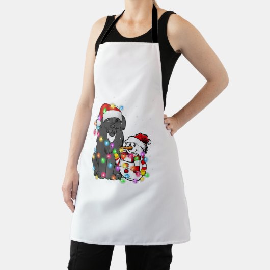 Funny Newfundland Dog Christmas T-Shirt Snowman Li Schürze (InSitu)