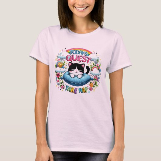 🐱 Funny Next Quest Nehmen Sie ein Cat Nickerchen  T-Shirt (Vorderseite)