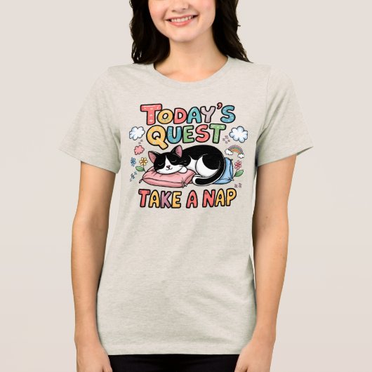 🐱 Funny Next Quest Nehmen Sie ein Cat Nickerchen Tri-Blend Shirt (Vorderseite)