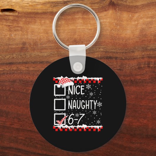 Funny Nice Naughty 67 Christmas Brain Rot Six Seve Schlüsselanhänger (Vorderseite)