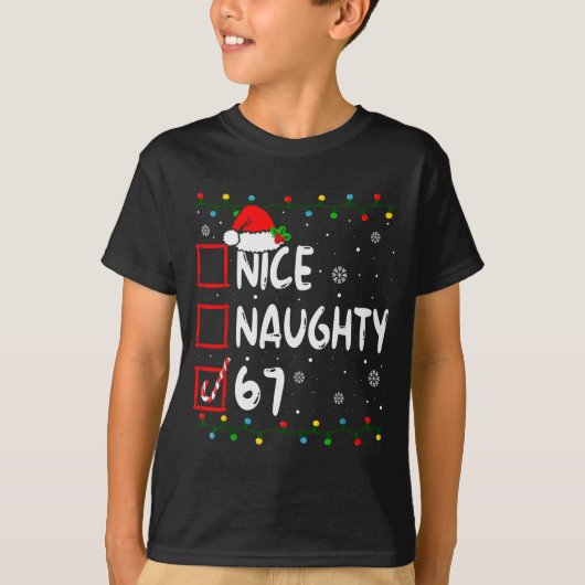 Funny Nice Naughty 6 7 Christmas 67 Meme Xmas Boys T-Shirt (Vorderseite)