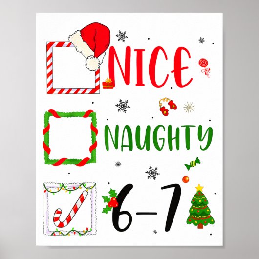 Funny Nice Naughty 6 7 Meme Christmas Six Seven Poster (Vorne)