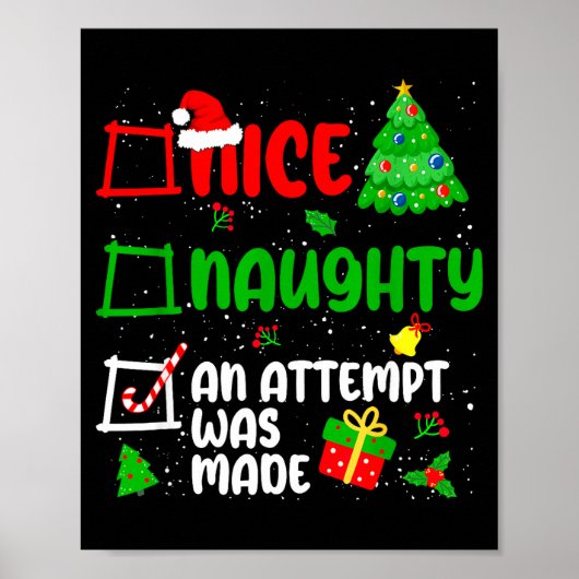 Funny Nice Naughty An Attempt Was Made List Xmas S Poster (Vorne)