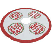 Funny Nice Naughty Zitat Weihnachts-Spaß Red Green Polyester Weihnachtsbaumdecke (Schrägansicht)