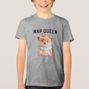 Funny "Nickerchen Queen" Sleepy Animal Design Tri-Blend Shirt