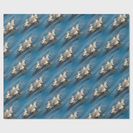 Funny Niedlich 4 Sanderlings Sandpipers am Strand Geschenkpapier (Flach)