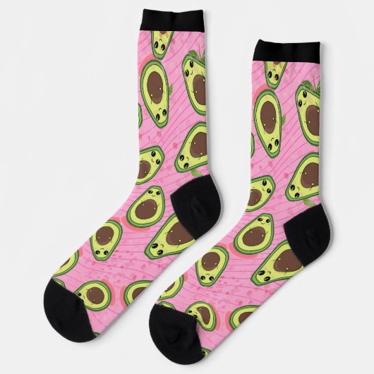 Funny Niedlich Albern Avocado Guac Hipster Pink Gr Socken (Linkes Detail)