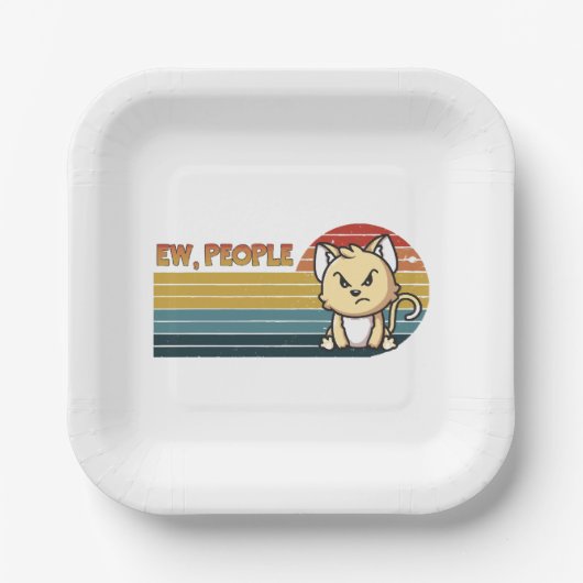 Funny Niedlich Angry Cat People Pappteller (Vorderseite)