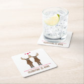 Funny Niedlich Anniversary Partys Whimsical Elche Rechteckiger Pappuntersetzer (Vor Ort)