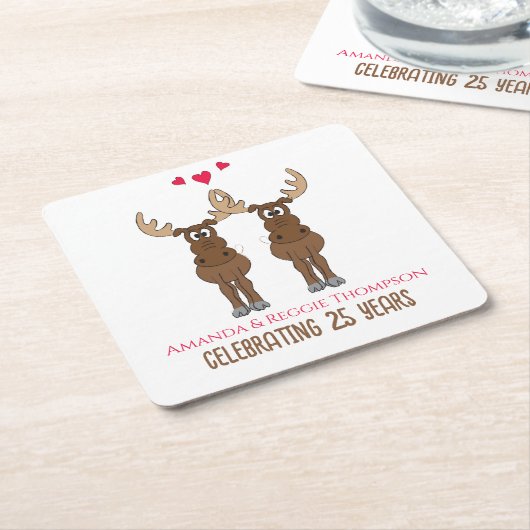 Funny Niedlich Anniversary Partys Whimsical Elche Rechteckiger Pappuntersetzer (angewinkelt)