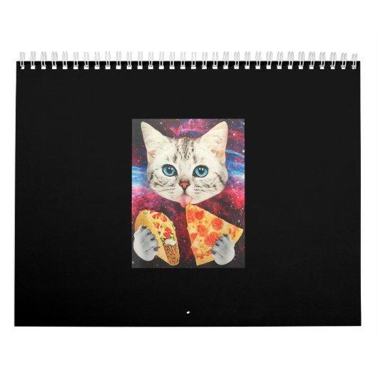 Funny Niedlich Auuter Space Galaxy Cat Meme Pizza  Kalender (Titelbild)